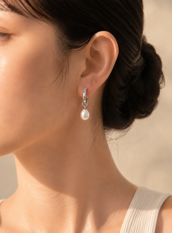年輪珍珠耳環 