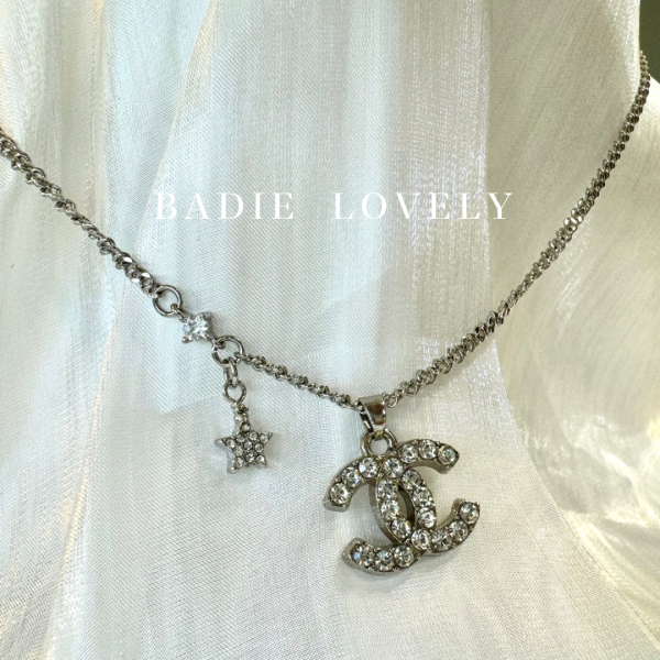 Chanel 銀色水鑽星星鋯石項鍊 