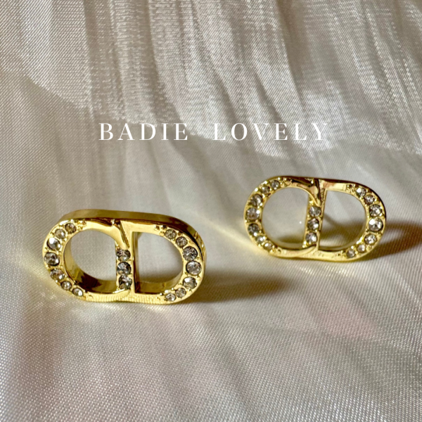 Dior金色閃鑽耳環 Badielovely