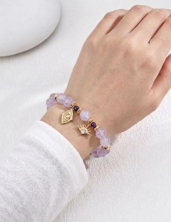 摯愛薰衣草紫晶手鏈 紫水晶手鍊、能量水晶飾品、祈願幸運飾品、18K金鍍飾
