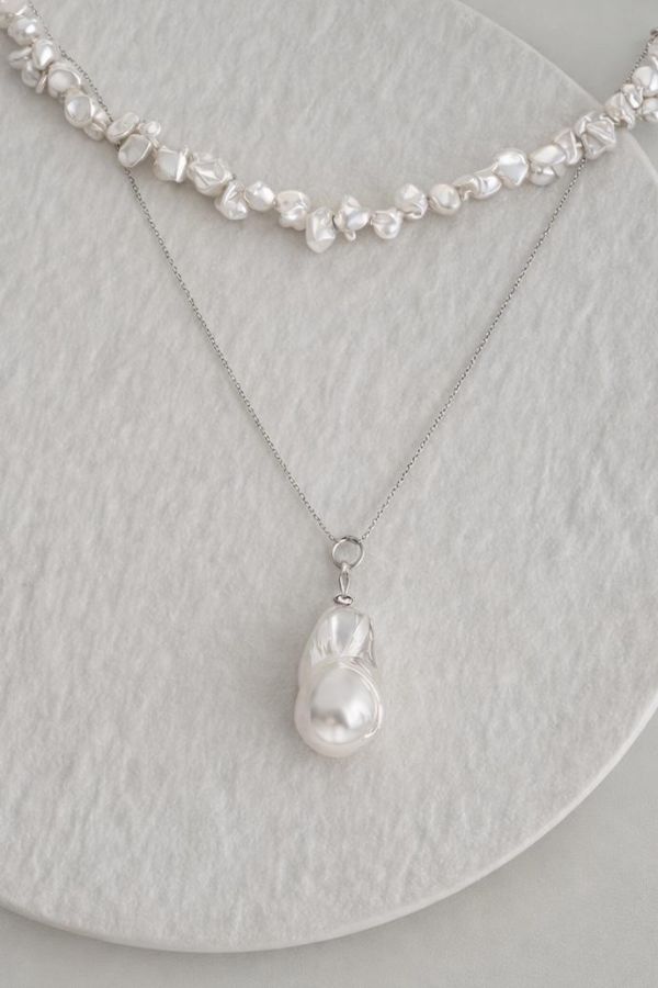 流光不規則珍珠雙層項鍊 