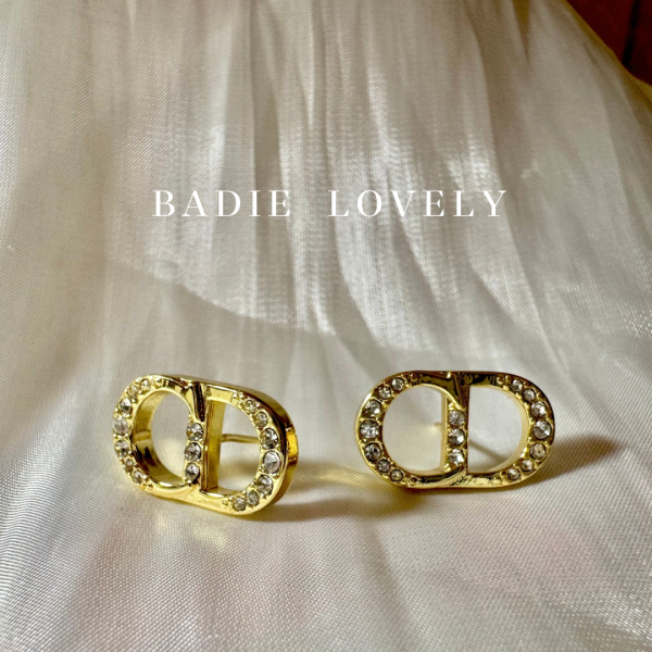 Dior金色閃鑽耳環 Badielovely
