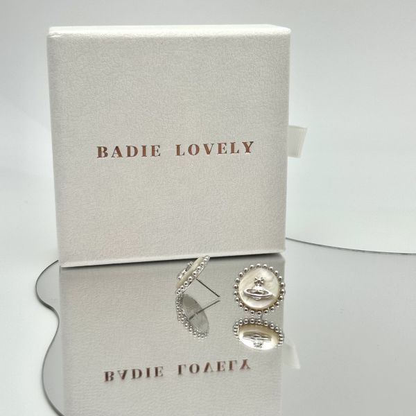 西太后白貝母圓形耳環 