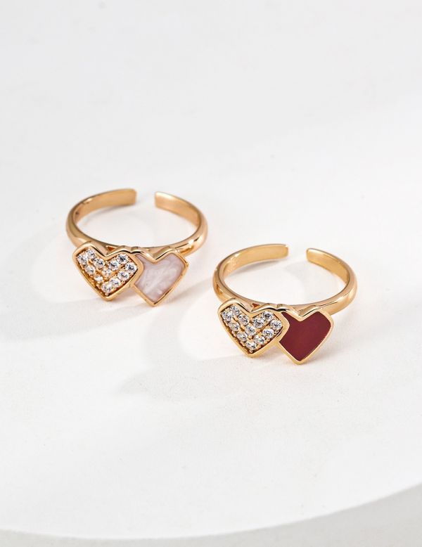 Lume｜雙心滴釉鋯石戒指 