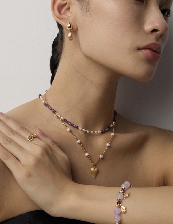 Badie 天然珍珠磨砂吊墜項鍊 