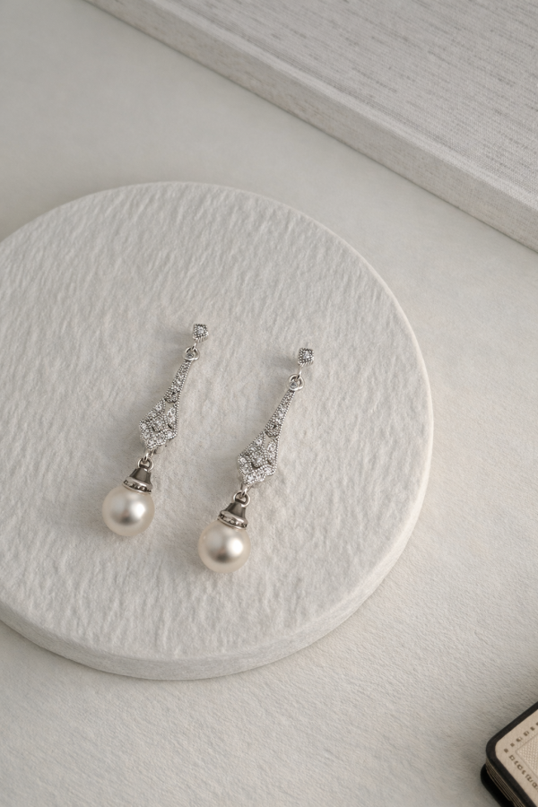 極光珍珠垂墜耳環 