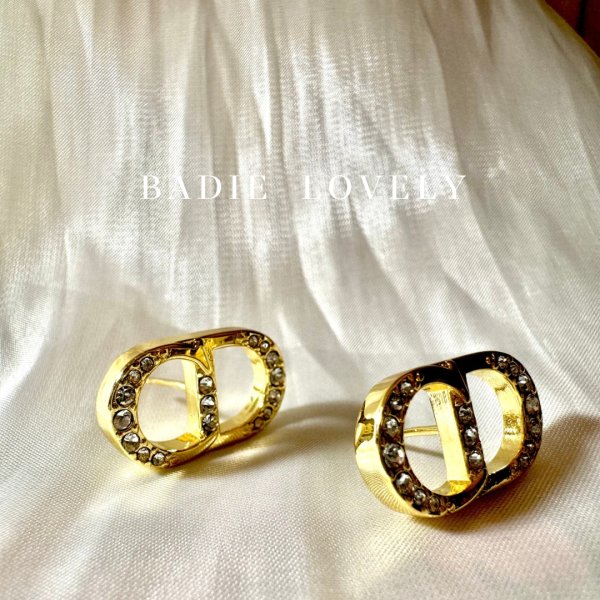 Dior金色閃鑽耳環 Badielovely