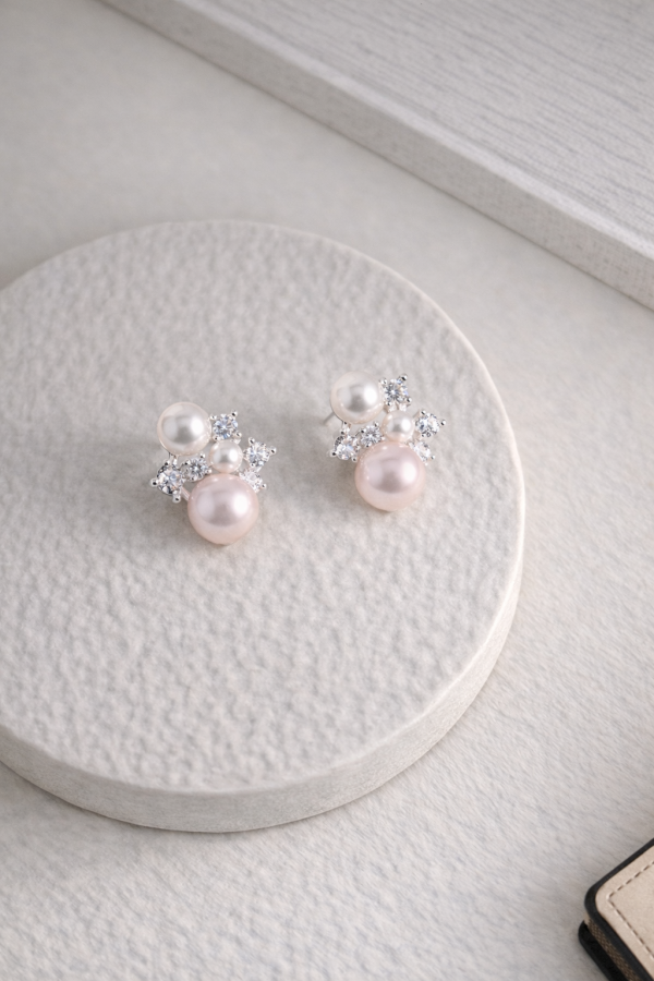 水鑽珍珠耳環 