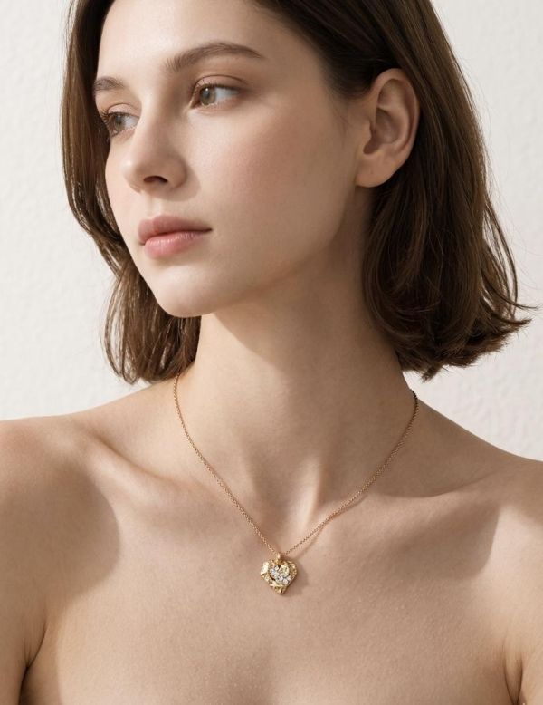 熔岩愛心鋯鑽項鍊 