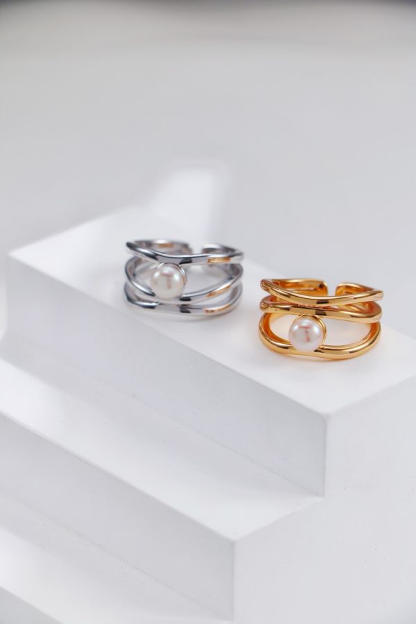 Elyra｜珍珠雙層戒指 