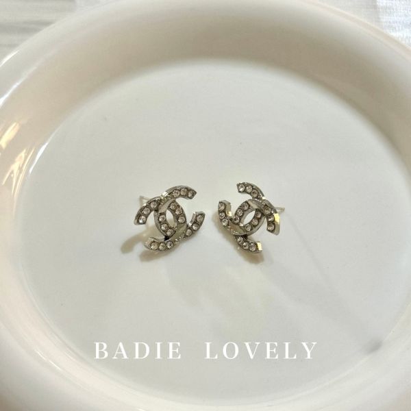 Chanel水波紋水鑽耳環 