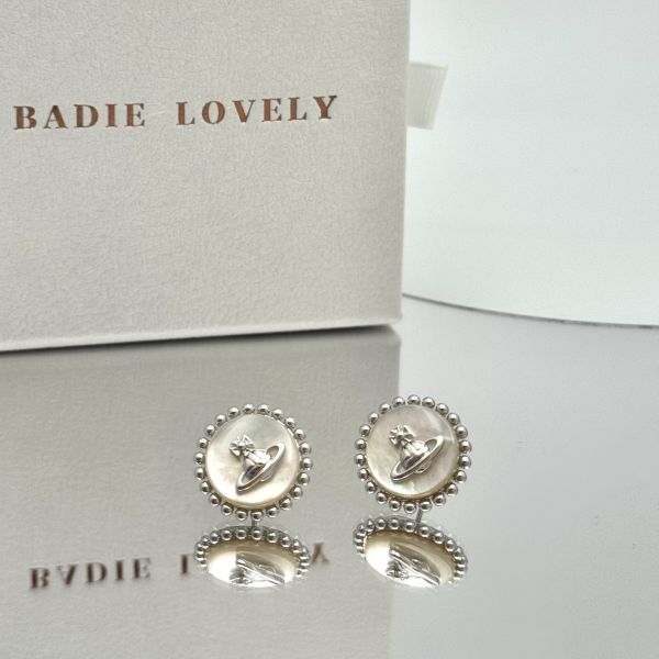 西太后白貝母圓形耳環 