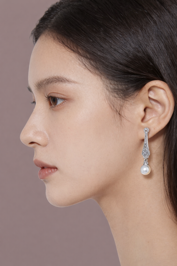 極光珍珠垂墜耳環 