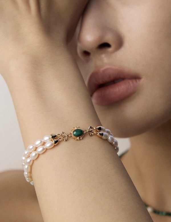 Serein｜主軸｜孔雀石珍珠手鍊 