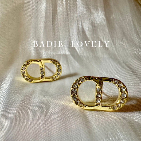 Dior金色閃鑽耳環 Badielovely