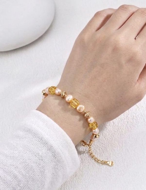 微金琥珀珍珠手鍊 