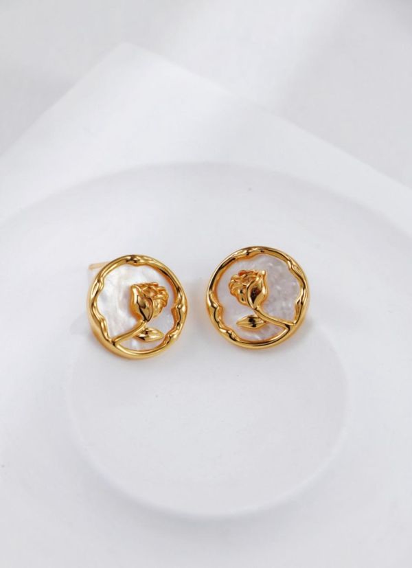 Velora｜玫瑰貝母耳環 