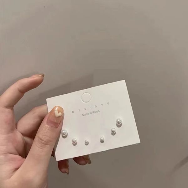 S925銀針精緻小巧珍珠耳環套裝 