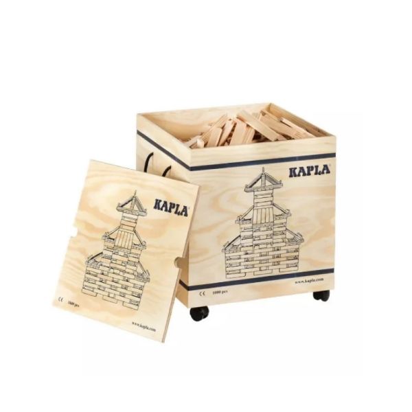 KAPLA 精靈積木-原木積木1000PCS(含附輪木箱)*原廠正貨 