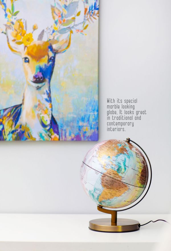 10英吋噴墨式仿大理石X TOUCH觸控點燈地球儀 