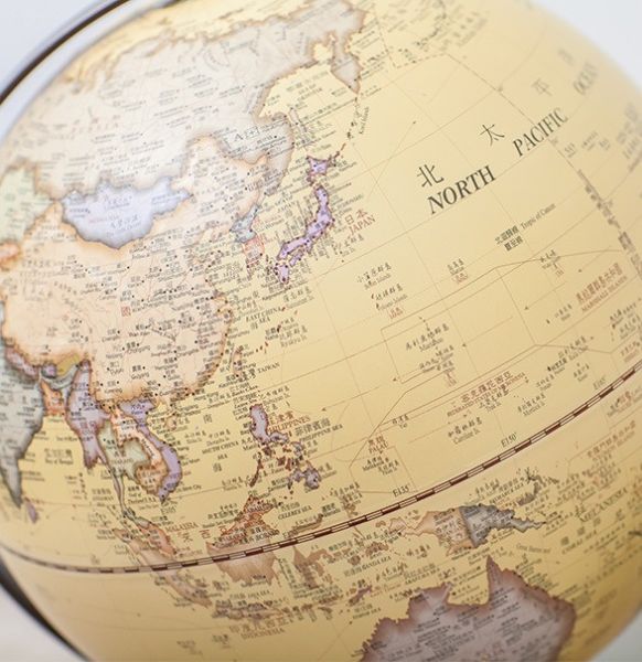 （AR 互動款）10吋12吋仿古海洋木質底座地球儀(附燈/中英文對照) 