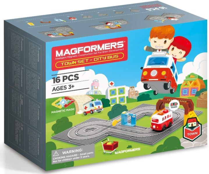 MAGFORMERS磁性建構片-城市系列(5款) 城市銀行 城市超商 城市冰淇淋店 城市醫院 城市公車 
