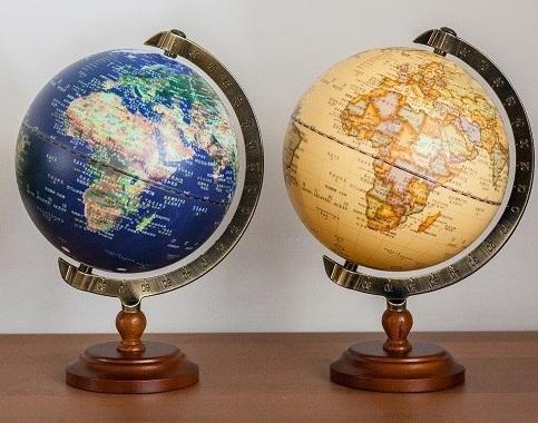 6吋衛星款│仿古款刻度尺木頭底座地球儀 (中文版) 