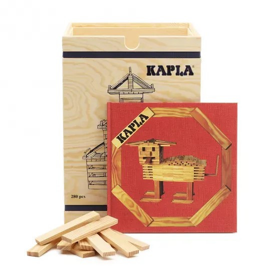 【精靈積木KAPLA】Kapla天然原木積木280片裝 原木外盒 含 建造書 