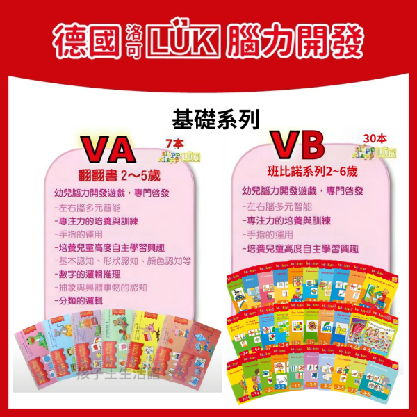 【德國LÜK】 VA翻翻書+VB班比諾30冊完整系列送操作板 「德國LÜK、兒童教具、腦力開發、幼兒教育、邏輯思維、學習工具、益智玩具、限時優惠、兒童成長」