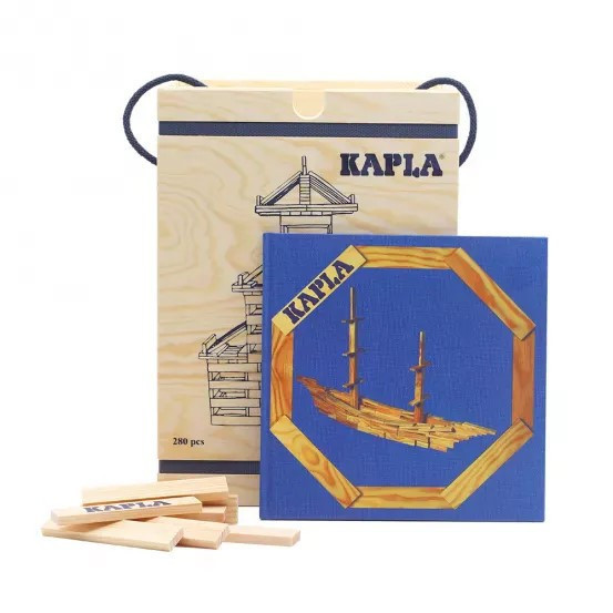 【精靈積木KAPLA】Kapla天然原木積木280片裝 原木外盒 含 建造書 