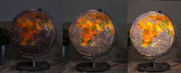 (AR互動款)12吋衛星圖鐵質底座三段式觸碰夜燈地球儀(繁體中英文對照)(附燈) 