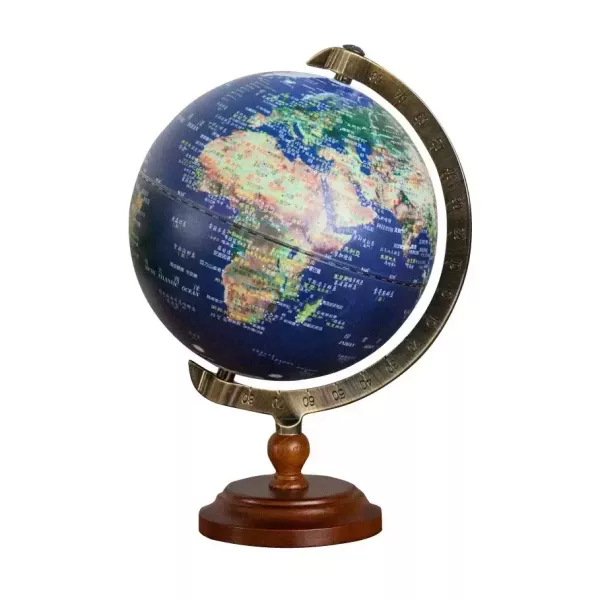 6吋衛星款│仿古款刻度尺木頭底座地球儀 (中文版) 