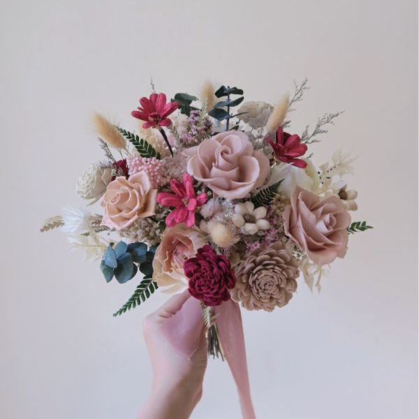 經典圓形永生捧花 30cm 藕紅色 台中花店,花藝,乾燥花,鮮花,永生花,求婚花束,情人節花束,母親節花束,開幕花禮,高架花籃