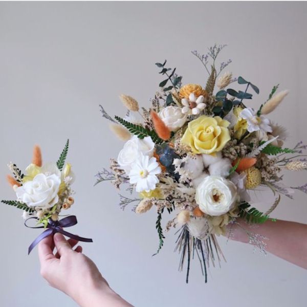 經典圓形永生捧花 30cm 橘黃色 台中花店,花藝,乾燥花,鮮花,永生花,求婚花束,情人節花束,母親節花束,開幕花禮,高架花籃