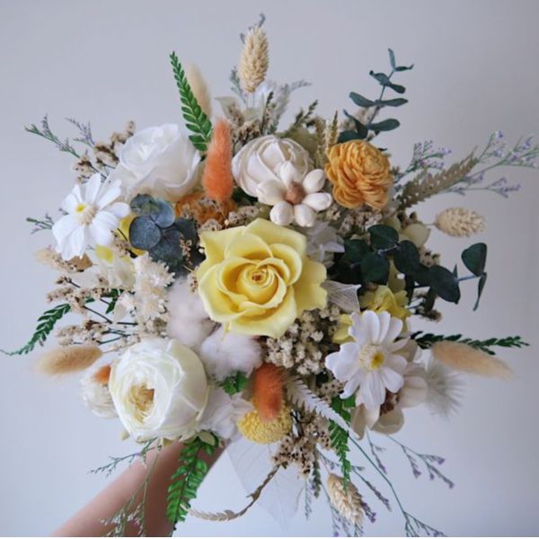 經典圓形永生捧花 30cm 橘黃色 台中花店,花藝,乾燥花,鮮花,永生花,求婚花束,情人節花束,母親節花束,開幕花禮,高架花籃