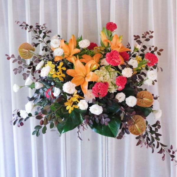 Vintage 橘紅色系 高架花籃 / 適合開幕&排場 台中花店,花藝,乾燥花,鮮花,永生花,求婚花束,情人節花束,母親節花束,開幕花禮,高架花籃