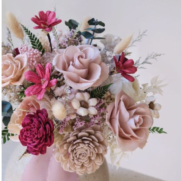 經典圓形永生捧花 30cm 藕紅色 台中花店,花藝,乾燥花,鮮花,永生花,求婚花束,情人節花束,母親節花束,開幕花禮,高架花籃