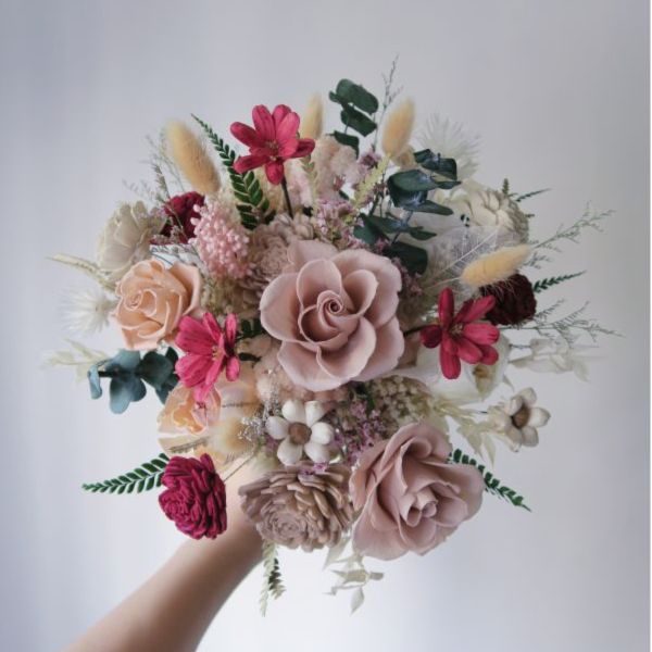 經典圓形永生捧花 30cm 藕紅色 台中花店,花藝,乾燥花,鮮花,永生花,求婚花束,情人節花束,母親節花束,開幕花禮,高架花籃