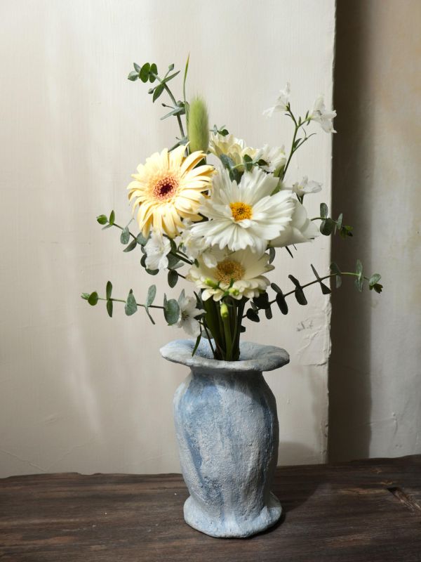 染藍花瓶 水泥,花器,花,鮮花,花瓶