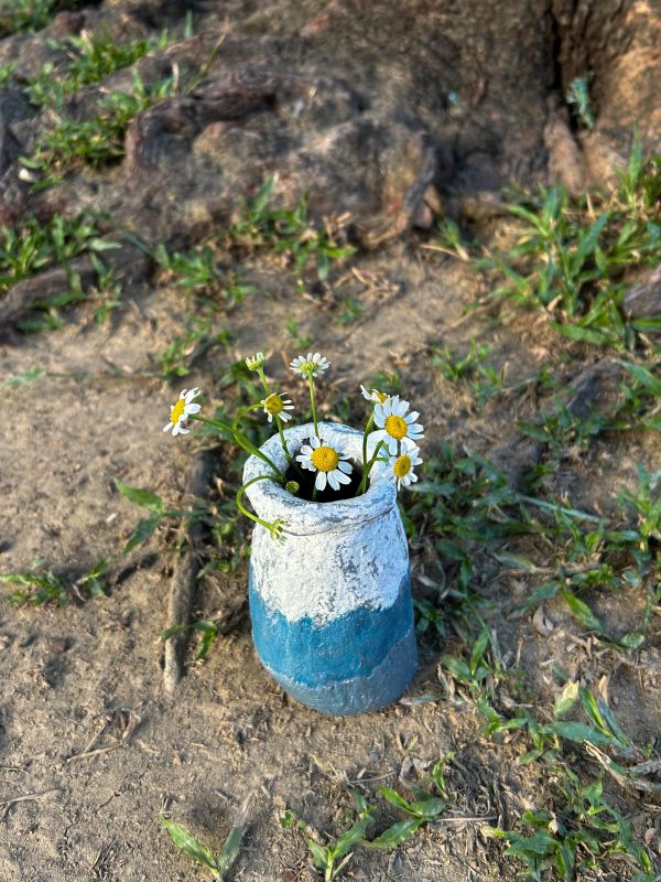 藍海牛奶瓶 水泥,花器,花,鮮花,花瓶