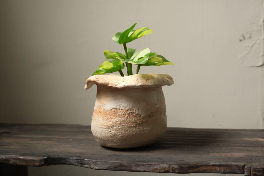 大地系列 斑駁橘黃福袋 手作,水泥,盆器,植栽,多肉,植物,盆栽,居家裝飾,水泥盆器