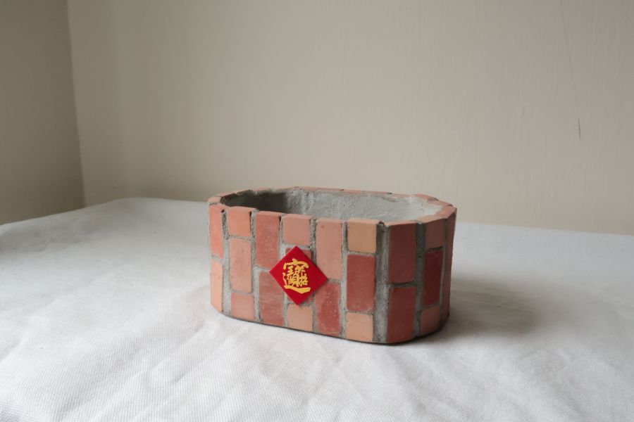 復古紅磚盆器 橢圓形 水泥盆器,盆器,水泥,手作,復古,紅磚,植物,植栽,園藝