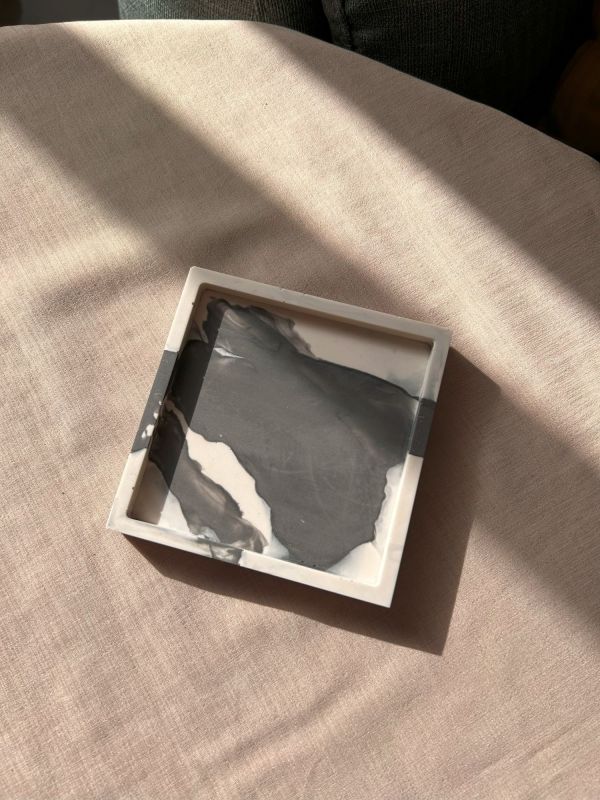 正方形 爵石置物盤 手作,爵石,環保礦物樹酯,置物盤,飾品盤,正方形,居家裝飾,杯墊