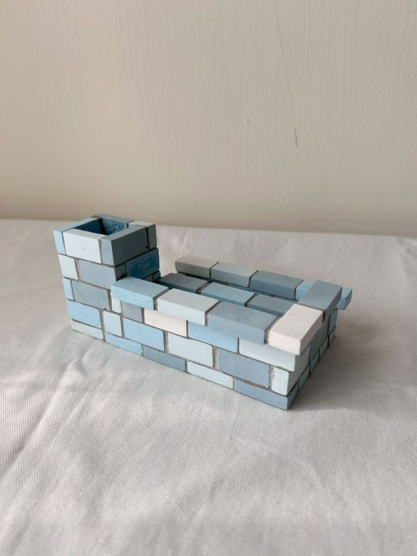 文具收納厝 莫蘭迪藍 彩磚,文具,收納,水泥,家飾,手作