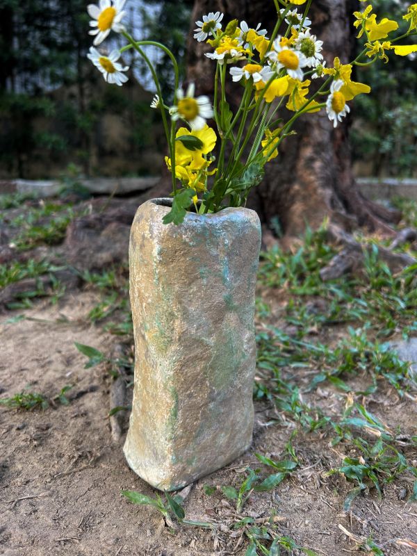 森林礦岩方瓶 水泥,花器,花,鮮花,花瓶