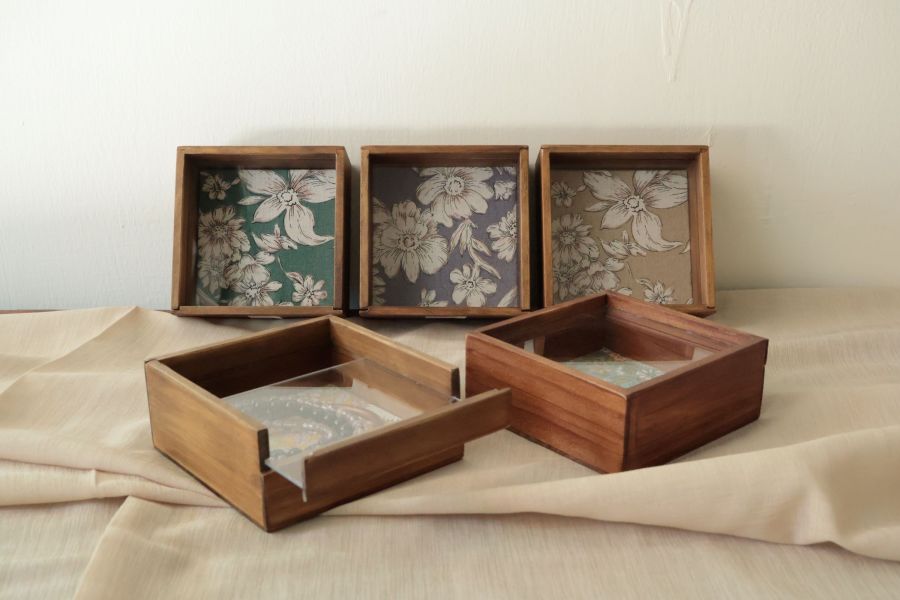手工木作飾品盒 正方形 