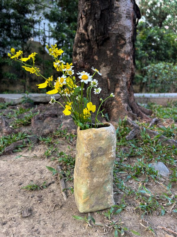 森林礦岩方瓶 水泥,花器,花,鮮花,花瓶