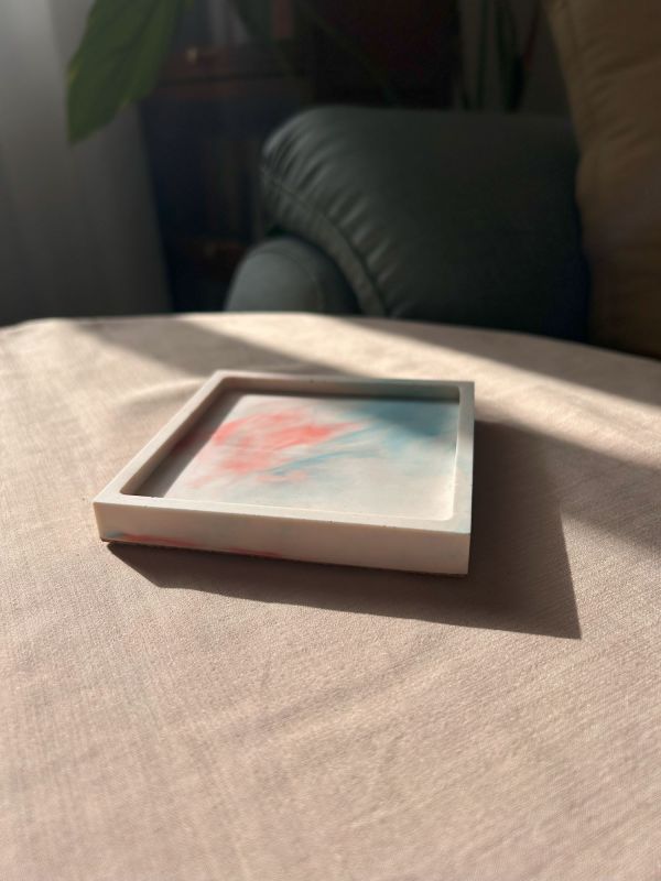 正方形 爵石置物盤 手作,爵石,環保礦物樹酯,置物盤,飾品盤,正方形,居家裝飾,杯墊