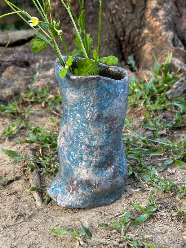 沁藍銀海靴型瓶 水泥,花器,花,鮮花,花瓶