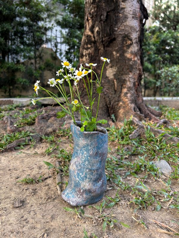 沁藍銀海靴型瓶 水泥,花器,花,鮮花,花瓶